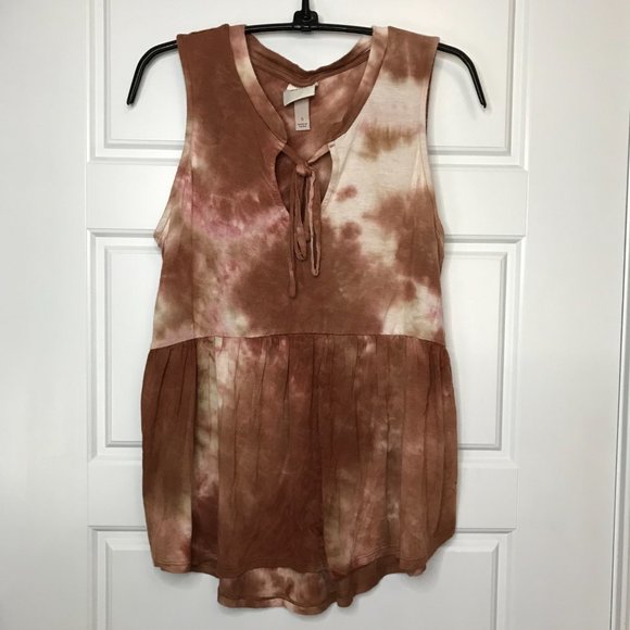 Knox‎ Rose Brown Rayon Blend Tie Dye Sleeveless Blouse Tank Top Women's Small - Picture 2 of 7